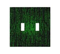 2-Gang Light Switch Cover Green Number Binary Wall Plate for Electrical Outlets Double Decorator Wall Plates 4.9" x 5" Mid-size Receptacle Outlet Covers Blank Faceplate Cover