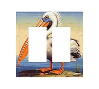 2-Gang Light Switch Cover Pelican Birds Wall Plate for Electrical Outlets Double Decorator Wall Plates 4.9" x 5" Mid-size Receptacle Outlet Covers Blank Faceplate Cover
