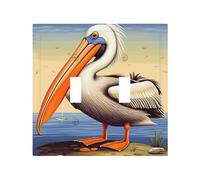 2-Gang Light Switch Cover Pelican Birds Wall Plate for Electrical Outlets Double Decorator Wall Plates 4.9" x 5" Mid-size Receptacle Outlet Covers Blank Faceplate Cover