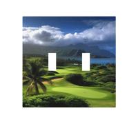 2-Gang Light Switch Cover Scenic Hawaii Golf Tropical Wall Plate for Electrical Outlets Double Decorator Wall Plates 4.9" x 5" Mid-size Receptacle Outlet Covers Blank Faceplate Cover
