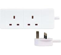 2 Gang Multi Plug Extension Lead 6 Meter Power Strip | 2 Socket Mains Electric Power Extension Cord | 2 Way Socket 6 Metre Extension Cable UK - White