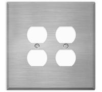 2-Gang Oversized Duplex Receptacle Stainless Steel Wall Plates - 5.5" x 5.5" Decorative Covers for Outlets, Switches, and Receptacles | 2-Gang Oversized Duplex Receptacle Faceplate