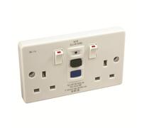 2 Gang RCD Socket Double Twin White 13 AMP