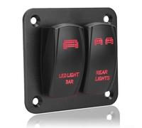 2 Gang Rocker Switch Panel Engineered for 12V and 24V DC Systems in RV Marine Off Road Vehicle Setups (Red)