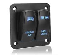 2 Gang Rocker Switch Panel Engineered for 12V and 24V DC Systems in RV Marine Off Road Vehicle Setups (Blue)