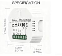 2 Gang Smart Switch Module, Neutral Line 1/2 Way WiFi for Tuya Zigbee Smart Home Light Control, Compatible with Alexa and Smart Life App, for EU UK Wall Boxes