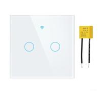 2 Gang Smart Wall Switch with Touch Technology for Tuya and forSMART LIFE App for Alexa Enabled Home Automation Wi Fi 2.4GHz RF433 (White)