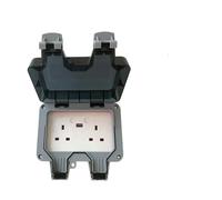 2 Gang Smart Weatherproof IP55 rated Outdoor Socket 13A WiFi Twin Wall Socket with USB Port ENER-J White