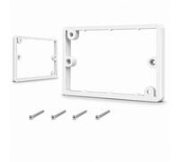 2-Gang Socket Extender 20mm Wall Box Spacer Frame for UK Double Plug Sockets, Electrical Back Box Extension for Tiled, MDF & Panelled Walls (2, White)
