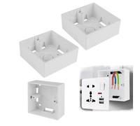 2 Gang Surface Mount Back Box Pattress 2Pcs, Pattress Box, 146 x 86 x 35mm Durable Electrical & Network Faceplate Mounting Solution (86 1Gang White)