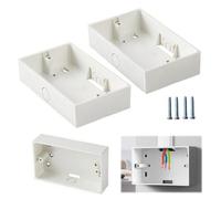 2 Gang Surface Mount Back Box Pattress 2Pcs, Pattress Box, 146 x 86 x 35mm Durable Electrical & Network Faceplate Mounting Solution (146 2Gang White)