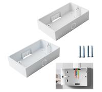 2 Gang Surface Mount Back Box Pattress White 2Pcs, White Pattress Box Durable Electrical & Network Faceplate Mounting Solution