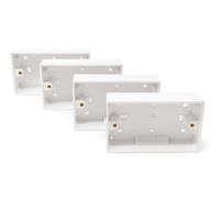 2 Gang Surface Mount Back Box - White Pattress 147mm x 86mm x 32mm, Durable Electrical & Network Faceplate Mounting Box (4)