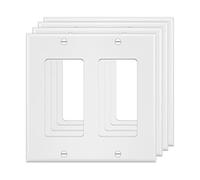 2-Gang Switch Outlet Wall Plate Cover Double Decora Electrical Faceplate for Light Switches, Smart Switch,Dimmers, GFCI, Receptacle, USB Outlet, White (4-Pack)