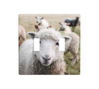 2-Gang Toggle Light Switch Wall Plate, Cute Sheep Lamb, Decorative Wall Plate for Light Switches, Double Toggle Lightswitch Cover, Scuff-Resistant Warp-Resistant Dual Device Faceplate for Bedroom