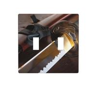 2-Gang Toggle Light Switch Wall Plate, Japan Samurai Sword, Decorative Wall Plate for Light Switches, Double Toggle Lightswitch Cover, Scuff-Resistant Warp-Resistant Dual Device Faceplate for Bedroom