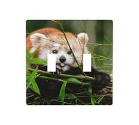 2-Gang Toggle Light Switch Wall Plate, Little Red Panda, Decorative Wall Plate for Light Switches, Double Toggle Lightswitch Cover, Scuff-Resistant Warp-Resistant Dual Device Faceplate for Bedroom