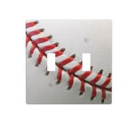 2-Gang Toggle Light Switch Wall Plate, Sport Ball Baseball, Decorative Wall Plate for Light Switches, Double Toggle Lightswitch Cover, Scuff-Resistant Warp-Resistant Dual Device Faceplate for Bedroom