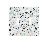 2-Gang Toggle Light Switch Wall Plate, Terrazzo Marble Pastel, Decorative Wall Plate for Light Switches, Double Toggle Lightswitch Cover, Scuff-Resistant Dual Device Faceplate for Bedroom
