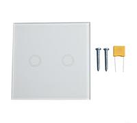 2 Gang Touch Switch, Compatible with For LED and Incandescent Lighting, Elegant Tempered Glass Design (white)