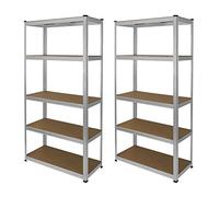 2 Garage Shelving Units 5 Tier Racking Storage Warehouse Bays Industrial Heavy Duty Boltless Steel Shelves