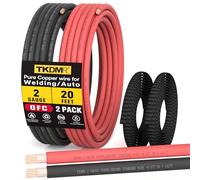 2 Gauge Battery Cable Red-Black - 20FT 2 AWG Pure Copper OFC Welding Cable for Automotive, Solar, Generator, Marine with Heavy Duty Flexible Insulation