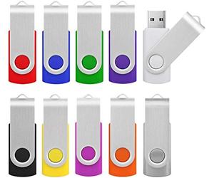 2 GB Memory Stick 10 Pack, KOOTION Bulk USB Stick Swivel Flash Drive 2 GB Pen Drive Thumb Drive Jump Drive Computer Data Storage (10Pack Mixcolor)