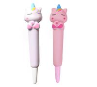 2 Gel Pens Rainbow Horse Squeezies Stationery Relaxing Concentration Anti-Stress Super Soft Black Ink Tip Diameter 0.5mm