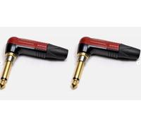 (2) Genuine NEUTRIK NP2RX-AU-SILENT Right Angle 1/4" Plug Gold Contact Red Shell