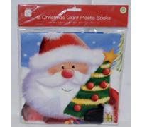 2 Giant Plastic Christmas Santa Sacks Including 62XM X 75CM with Rope