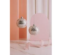 2 Glass Xmas Baubles with Glitter Pattern and Beads