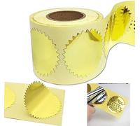 2" Gold Foil Blank Certificate Wafer Seals Labels/Envelope Package Seals Serrated Edge Color Coding Labels Stickers (300 per roll)