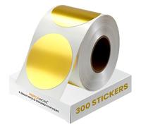 2" Gold Round Stickers, Color Dot Labels 300 Per Roll, Self-Adhesive by Toucan Craft Supplies