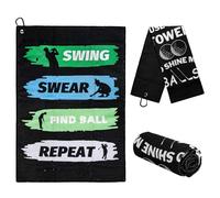 2 Golf Towels for Golf Bags with Clip,Personalised Golf Accessories | Golf ball Stamp Personalised for Men Husband, Boyfriend, Dad, Printed Gifts for Sports and Outdoors, Birthday Gifts