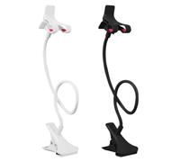 2 Gooseneck Phone Holder for Bed, Clip-type Cell Phone Stand for Desk, Overhead Cell Phone Mount Stand, Flexible Arm Headboard Bedside Clip, 360 Adjustable Clamp Clip for 4.3'' Phone