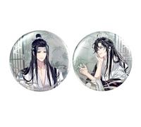 2 Grandmaster of Demonic Cultivations Tinplate Badge Anime Figure Brooch Cool Pins, LanWangJi WeiWuXian Cosplay Accessories 58MM