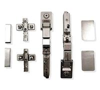 2 Grass Tiomos Mirro Glass Hinges with Integrated Damping Soft Close Set: 2 Hinges, 2 Adapters for Glass, 2 Mounting Plates, 2 Cover Caps