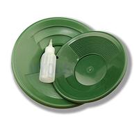 2 Green Double Riffle Gold Pans 1-8" & 1-10" w/Bottle Snuffer-Panning Kit-Mining
