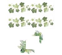 2 Green Leaf Wall Stickers, 1 Green Plant Switch Wall Decoration, Kitchen & Bathroom Mirror Frame & Wall Sticker