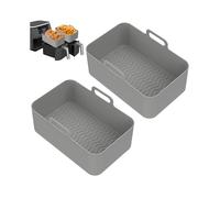 2 Grey Silicone Air Fryer Basket Liner Rectangle Reusable 19.5x11.5cm