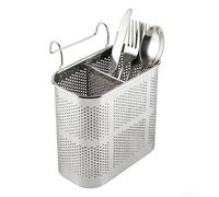 2 Grids Chopsticks Holder Basket Cutlery Drying Rack Metal Utensil Drainer | Stainless Steel, 5.5x3.1x5.1in
