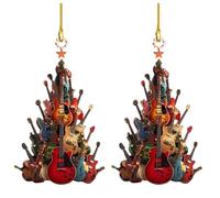 2 Guitar Christmas Ornaments, Guitar Tree Decorations, Music Theme Tree Ornaments, Easy Hanging, For Collectors, Musicians, Teachers, Parents, Friends, Festive Decorators