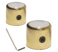 2 Guitar knobs gold finish with pearl inlay solid steel screw fixing for tone or volume. FREE WRENCH