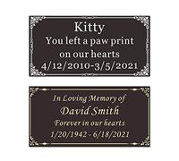 2" H x 4" W, Custom Elegant Metal Engraved Plate, Personalized Black Solid Brass or Stainless Steel Laser Engraved Name Plates with Adhesive Backing or Screw, Silver or Gold Etched Letters