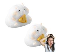 2 Hamster Squeeze Toys, Mochi Hamster Squishy Toy, Hamster with Cheese Squeeze Fidget Toys, Soft Squeeze Hamster Toy, Hamster Pinch Toy, Stress Relief for Kids Adult