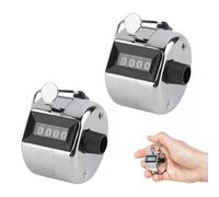 2 Hand Tally Counters, 4 Digit Mechanical Palm Clicker Counter Stainless Steel Hand Held Mechanical Clicker with Finger Ring Sliver