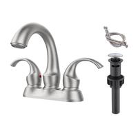 2-Handle Kitchen Faucet with Aerator 4-Inch Center Swan Spout Pop-Up Drain & Supply Lines FR4075-NP Stylish Sink Mixer Tap for Modern Kitchens