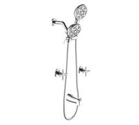 2 Handles Shower Faucet Set with Tub Spout Bathtub Shower Faucet Combo Set Shower System Complete Tub and Shower Trim Kit Chrome Polished Wall Mounted Shower Fixtures