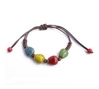 2 Handmade Green Boho Bracelets for Women, Bohemian Ceramic Beads Bracelets for Friends, Trendy Porcelain Stone Beaded Bracelets for Sisters, 11 Inches, Ceramic Porcelain, no gemstone