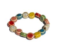2 Handmade Green Boho Bracelets for Women, Bohemian Ceramic Beads Bracelets for Friends, Trendy Porcelain Stone Beaded Bracelets for Sisters, One Size, Ceramic, no gemstone